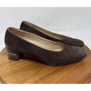 Salvatore Ferragamo Pumps‎ Womens Suede Brown Block Heel Size 8 AA